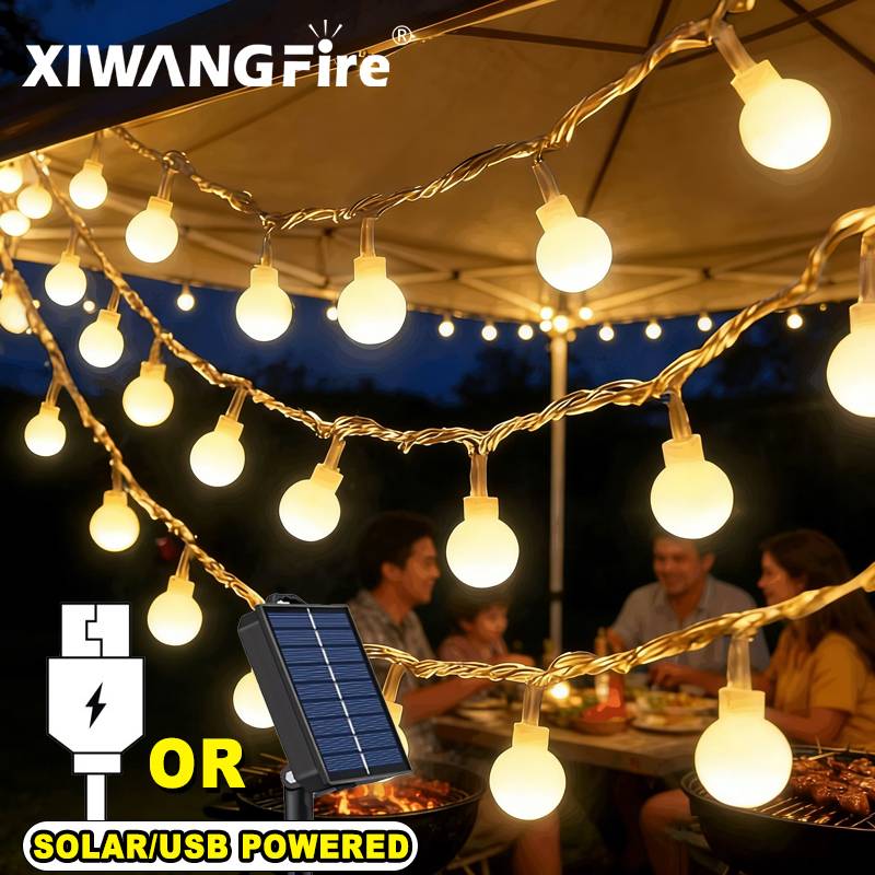 Outdoor Lighting For Camping - Lampki solarne/USB/bateryjne, 3-10M, kule LED, wodoodporne,