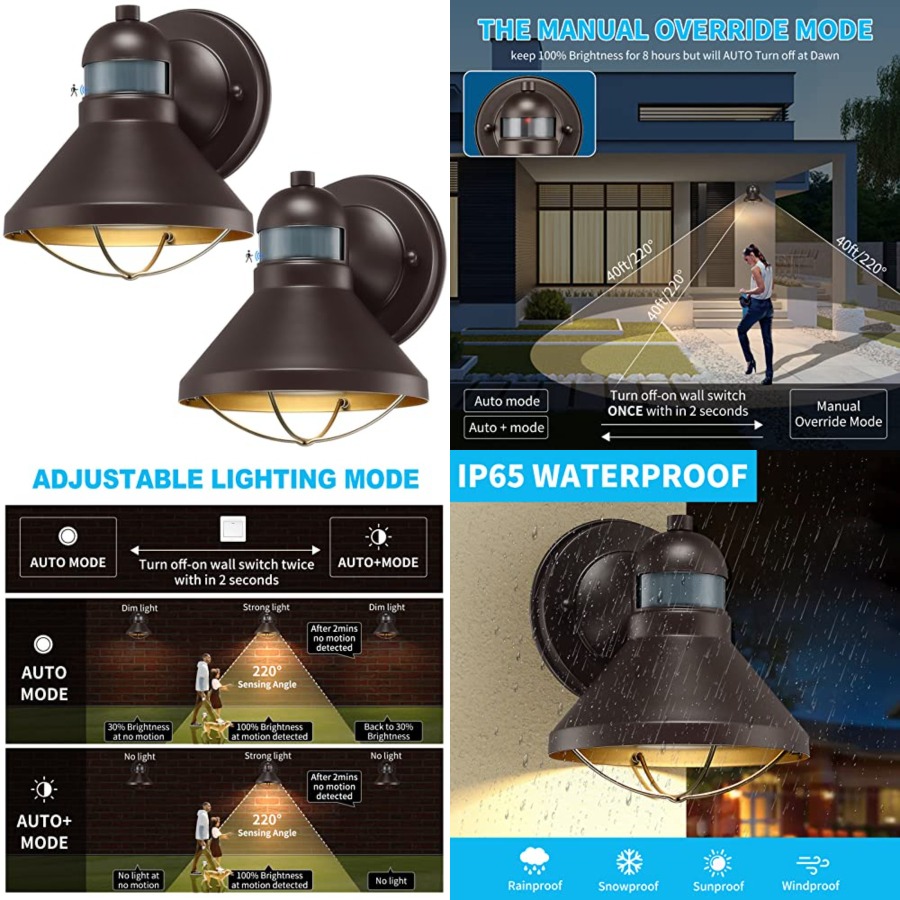Outdoor Lighting Fixtures - Zestaw 2 szt. Zewnętrznych kinkietów LED