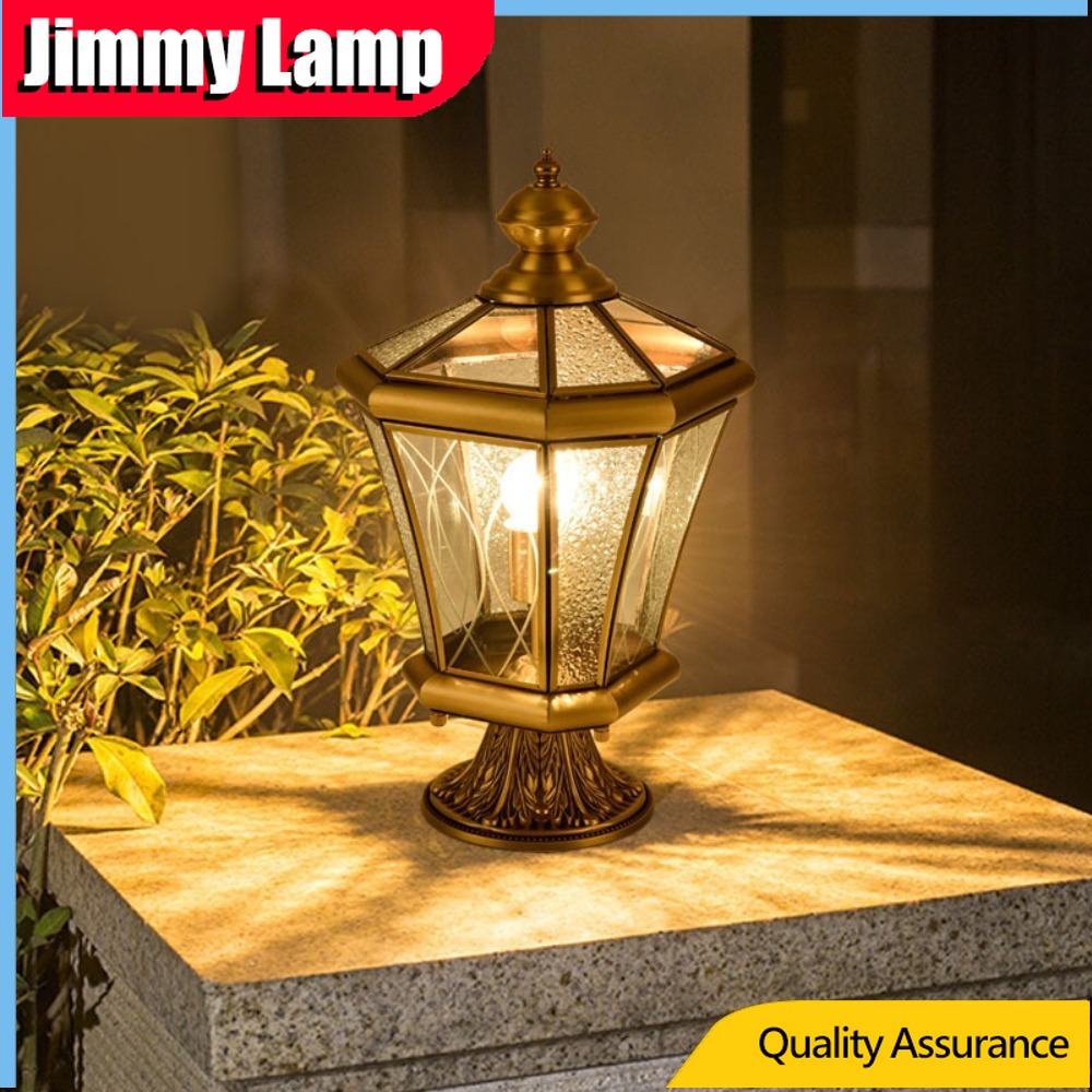 Outdoor Lighting Brass - Europejska lampa ogrodowa w stylu retro,