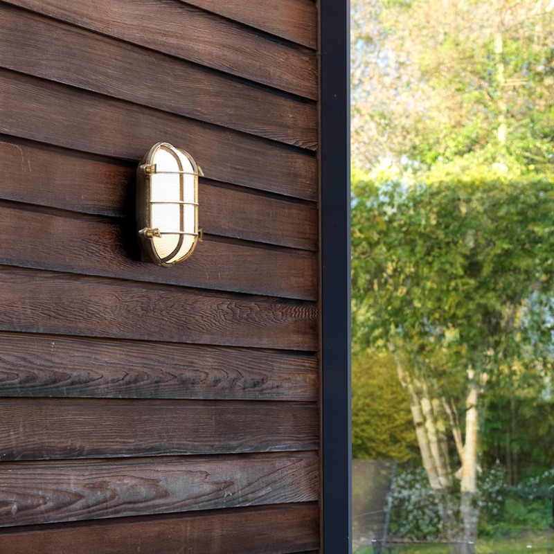 Outdoor Lighting Brass - Minimalistyczne mosiężne szklane lampy ścienne zewnętrzne