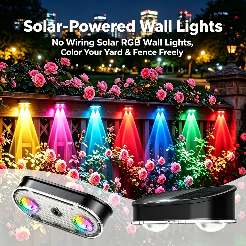 Outdoor Lighting Dusk To Dawn - Lampa solarna RGB do ogrodzenia IP44,