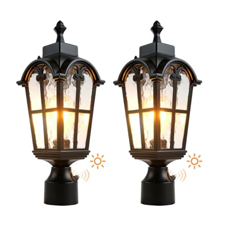 Outdoor Lighting Fixtures - Zewnętrzne lampy słupkowe z czujnikiem, wodoodporne,