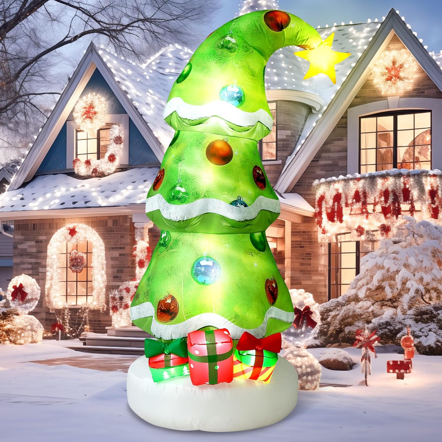 Outdoor Lighting For Christmas - Ozdoby świąteczne dmuchane na zewnątrz, 2.1m,