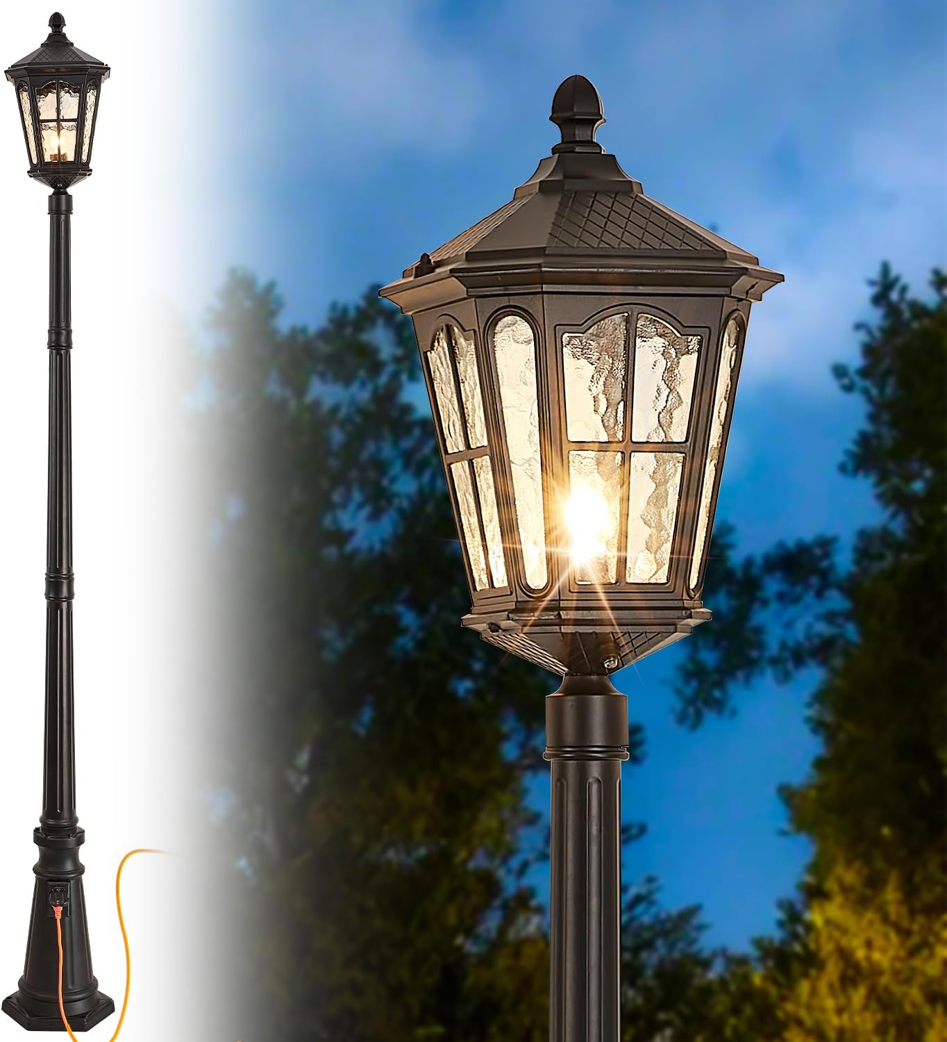 Outdoor Yard Lighting Fixtures - Wodoodporna zewnętrzna lampa słupkowa z gniazdem