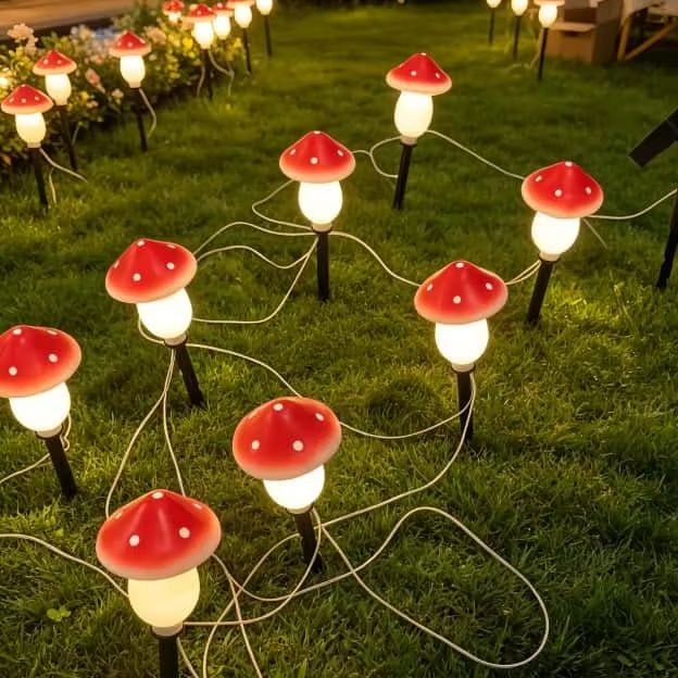 Outdoor Lighting For Christmas - Solarne lampki grzybki, wodoodporne, zewnętrzne lampki