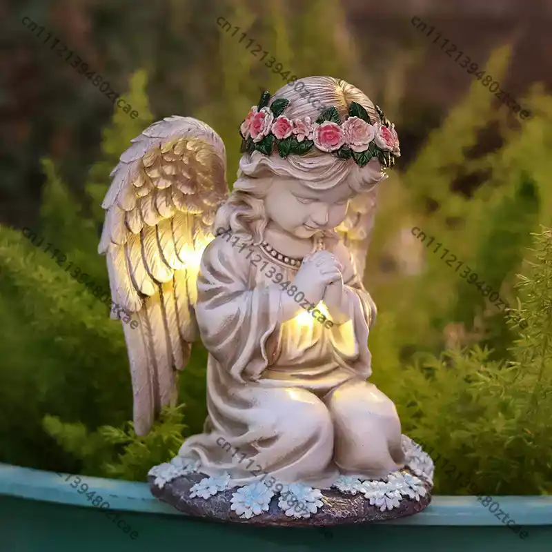 Solarna Statua Anioła z Krzyże – Outdoor Lighting Brass recenzja i cena